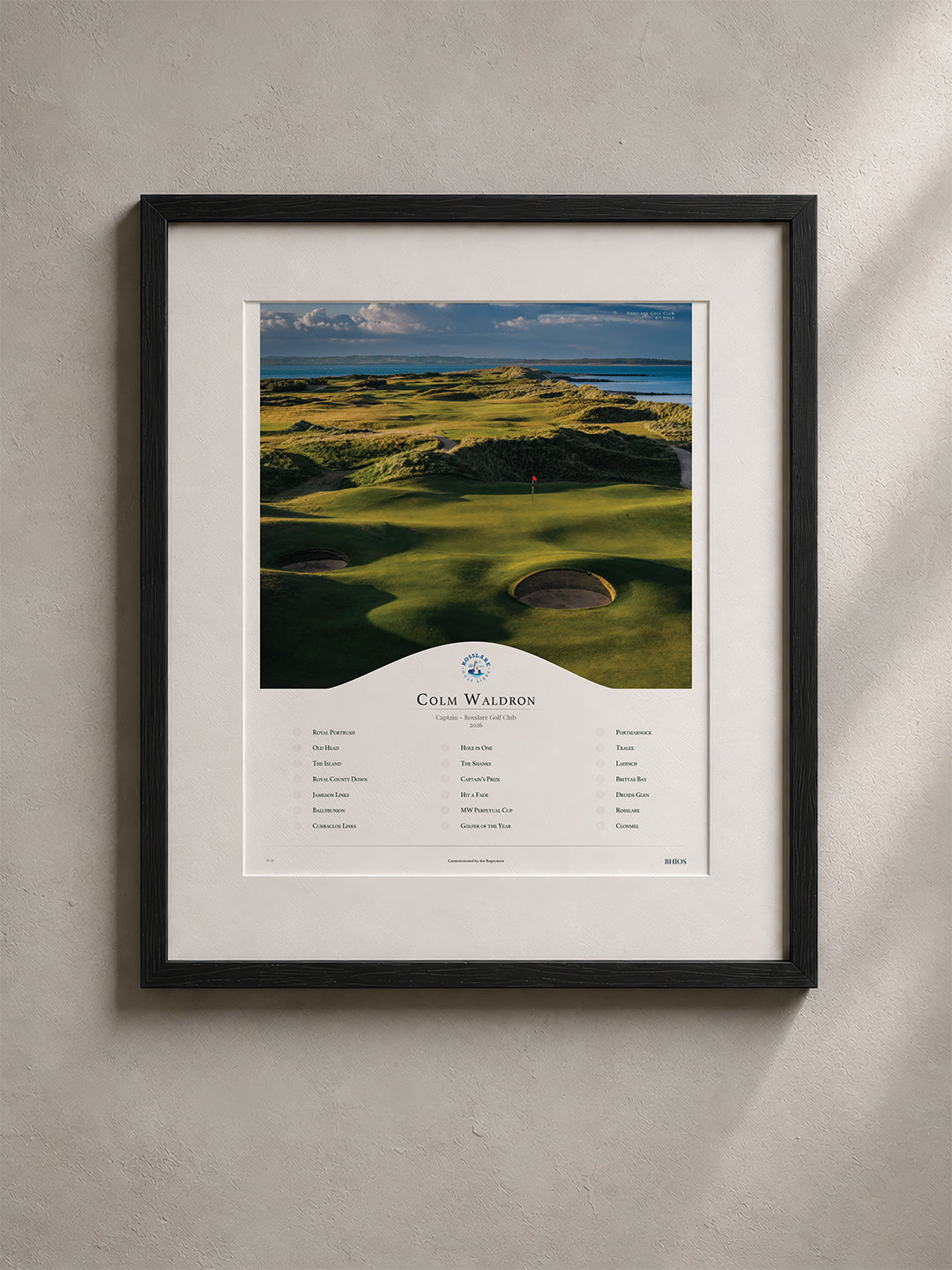 Framed golf photography piece, Rosslare